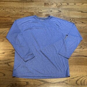 LAYER 8 blue marled stretch "Performance Qwick Dry" long sleeve Large Shirt Mens